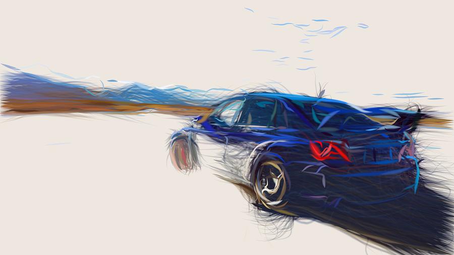 Subaru Impreza WRX Draw #24 Digital Art by CarsToon Concept