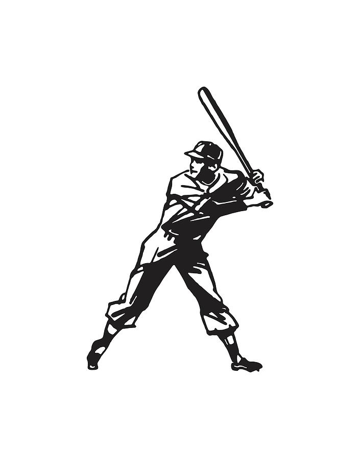 Baseball Player at Bat Drawing by CSA Images - Fine Art America