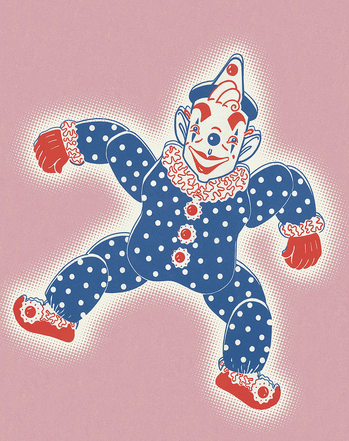 Vintage Drawing - Clown #24 by CSA Images