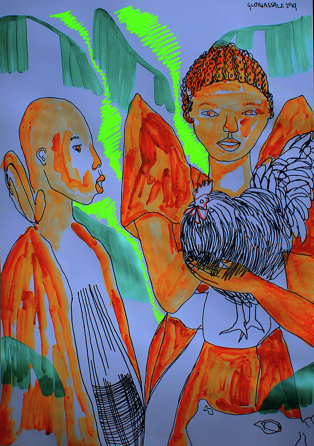 Kintu and Nambi Kintus Tasks #24 Painting by Gloria Ssali