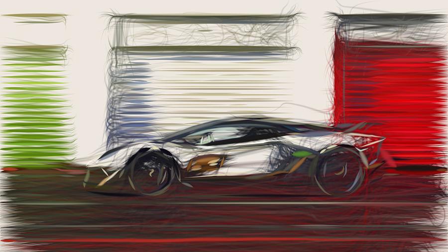 Lamborghini Aventador SVJ Drawing #25 Digital Art by CarsToon Concept