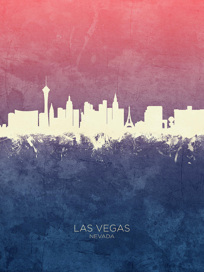 Las Vegas Digital Art - Las Vegas Nevada Skyline #24 by Michael Tompsett