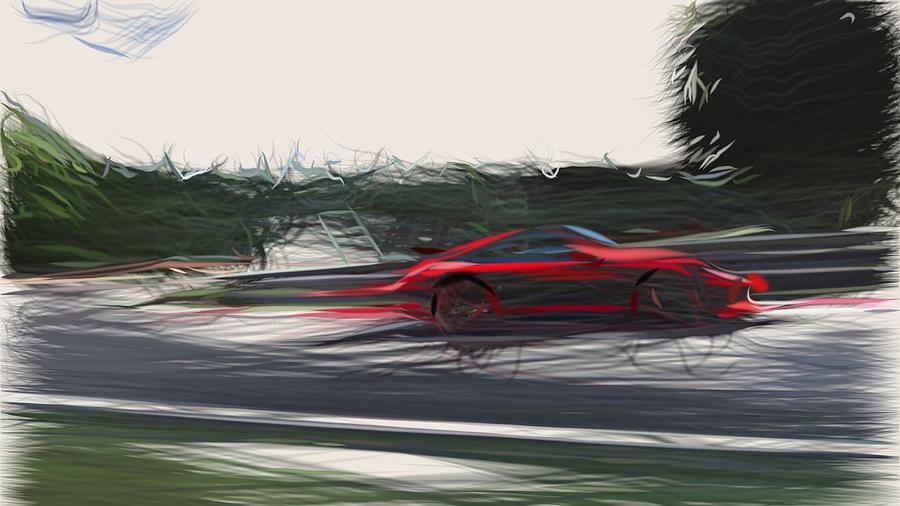 Porsche 911 GT3 Drawing #25 Digital Art by CarsToon Concept