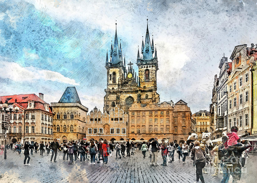 Praha city art #24 Digital Art by Justyna Jaszke JBJart