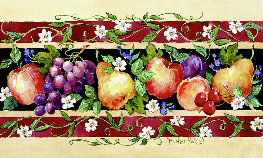 Apple Painting - 2496 Fruit Border by Barbara Mock