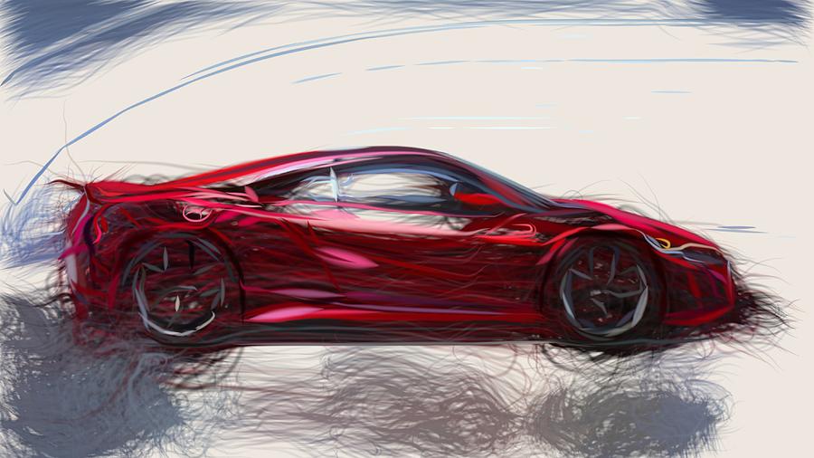 Acura NSX Draw #25 Digital Art by CarsToon Concept