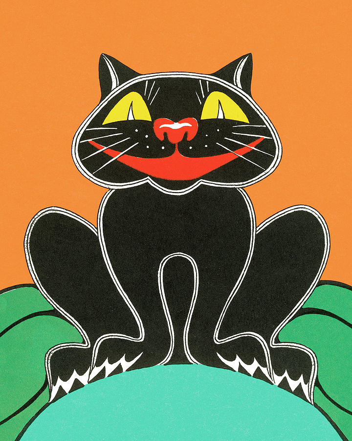 Halloween Drawing - Black cat #25 by CSA Images