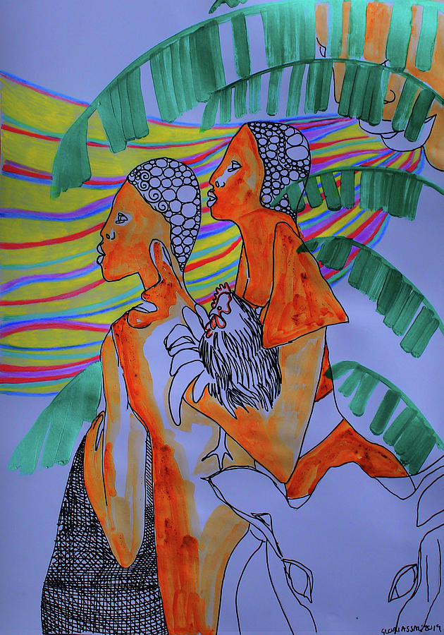 Kintu and Nambi Kintus Tasks #25 Painting by Gloria Ssali