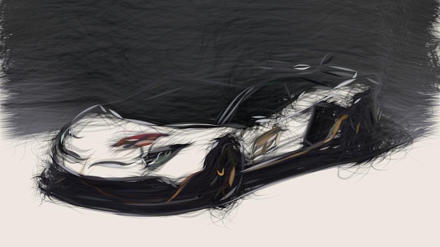 Lamborghini Aventador SVJ Drawing #26 Digital Art by CarsToon Concept