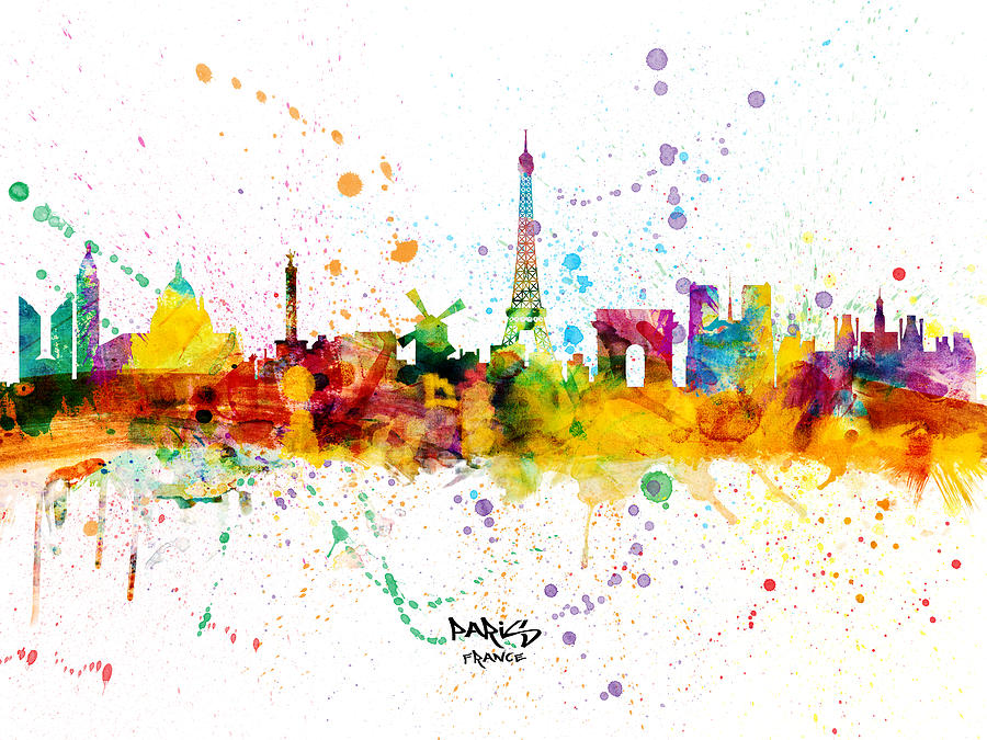 Paris Digital Art - Paris France Skyline #25 by Michael Tompsett