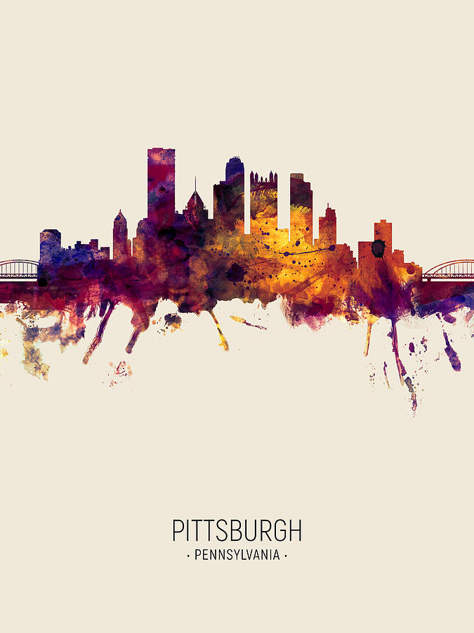 Pittsburgh Pennsylvania Skyline #25 Digital Art by Michael Tompsett