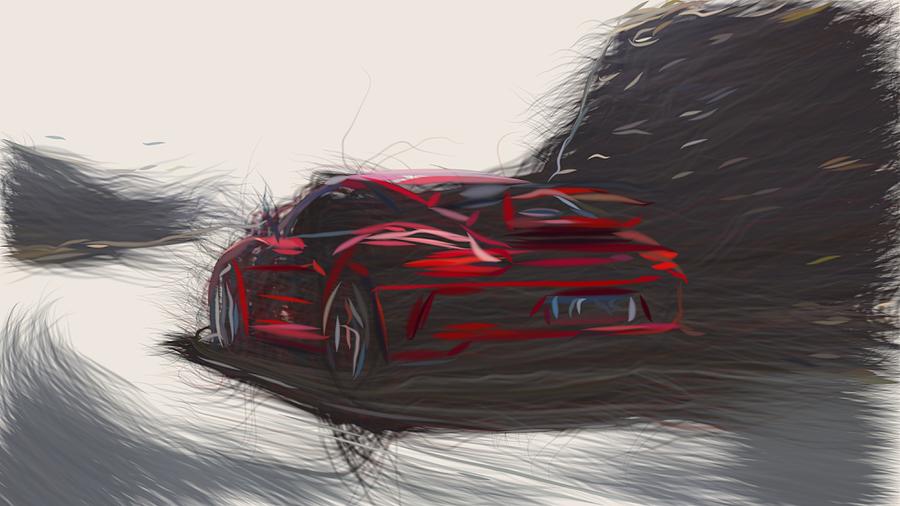 Porsche 911 GT3 Drawing #26 Digital Art by CarsToon Concept