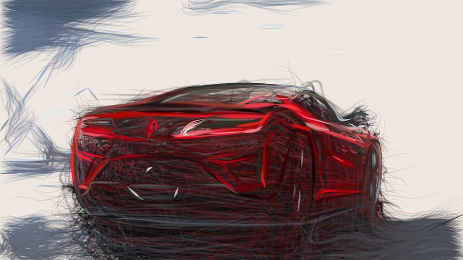 Acura NSX Draw #26 Digital Art by CarsToon Concept