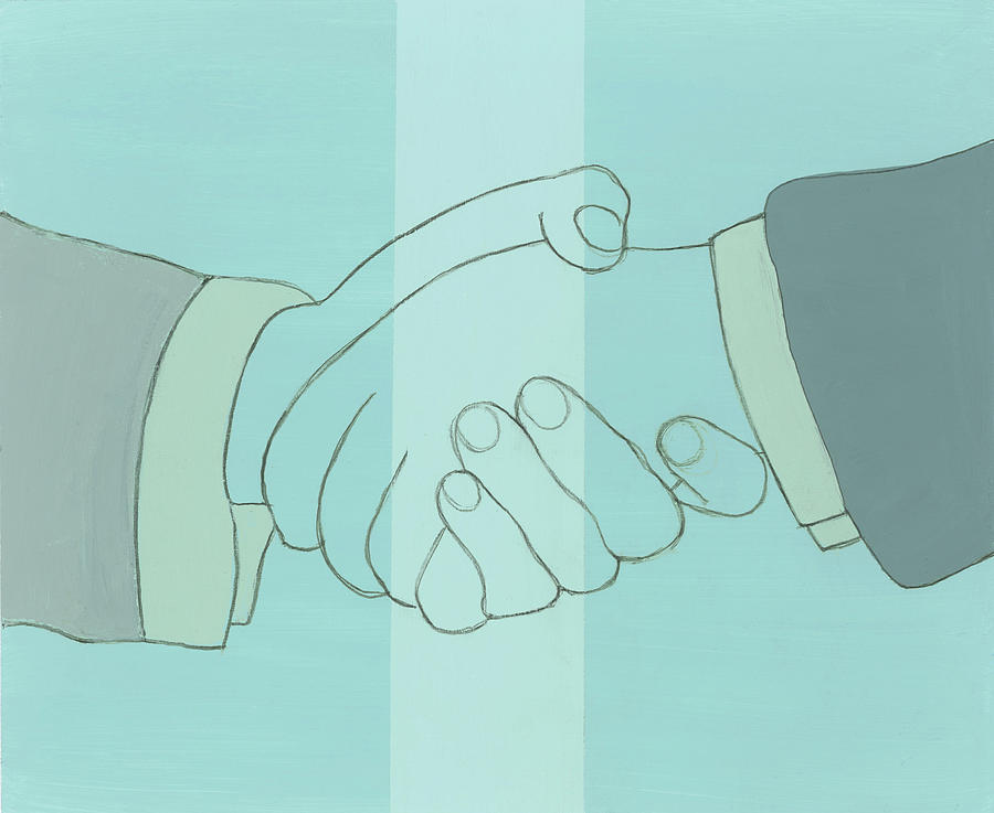 Vintage Drawing - Handshake #26 by CSA Images