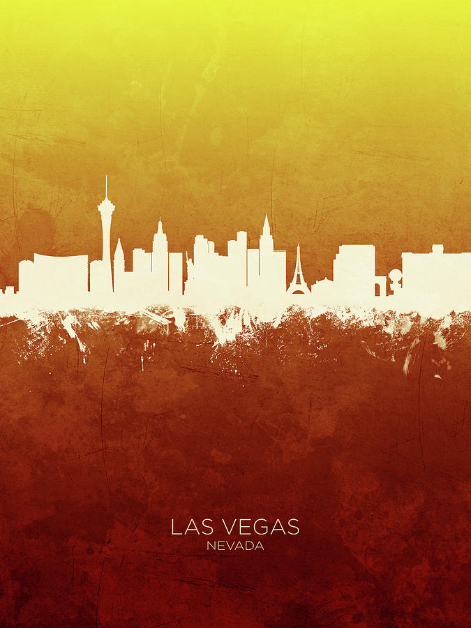 Las Vegas Digital Art - Las Vegas Nevada Skyline #26 by Michael Tompsett