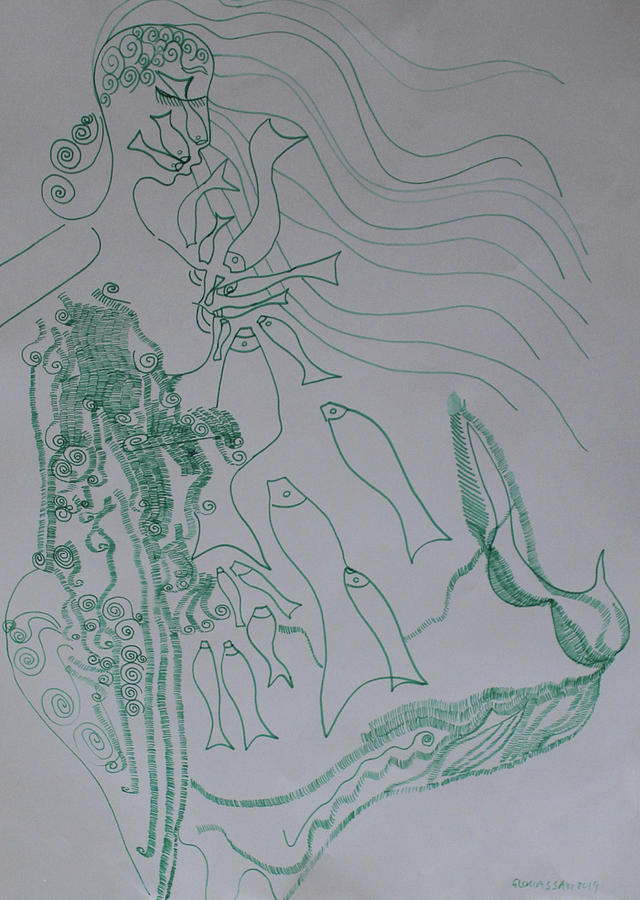 Mermaid #26 Painting by Gloria Ssali