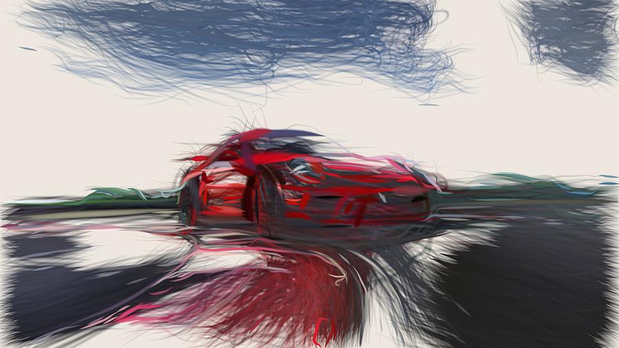 Porsche 911 GT3 Drawing #27 Digital Art by CarsToon Concept