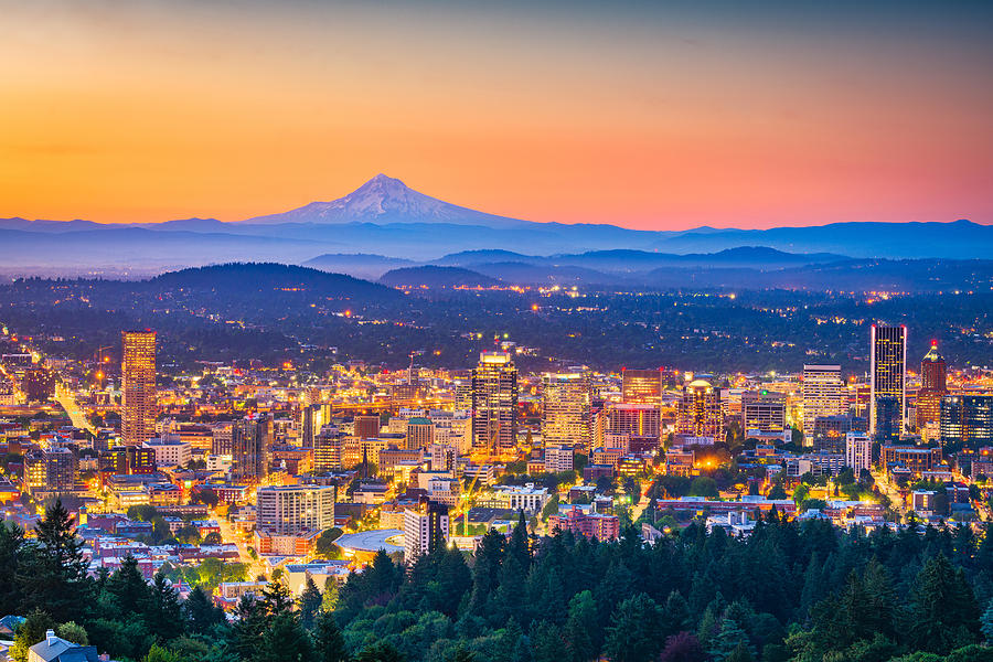 Portland Photograph - Portland, Oregon, Usa Skyline At Dusk #26 by Sean Pavone