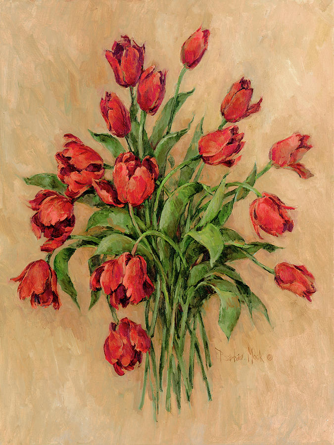 Nature Painting - 26517 Blossoms In Red by Barbara Mock