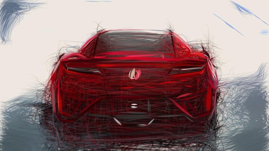 Acura NSX Draw #27 Digital Art by CarsToon Concept