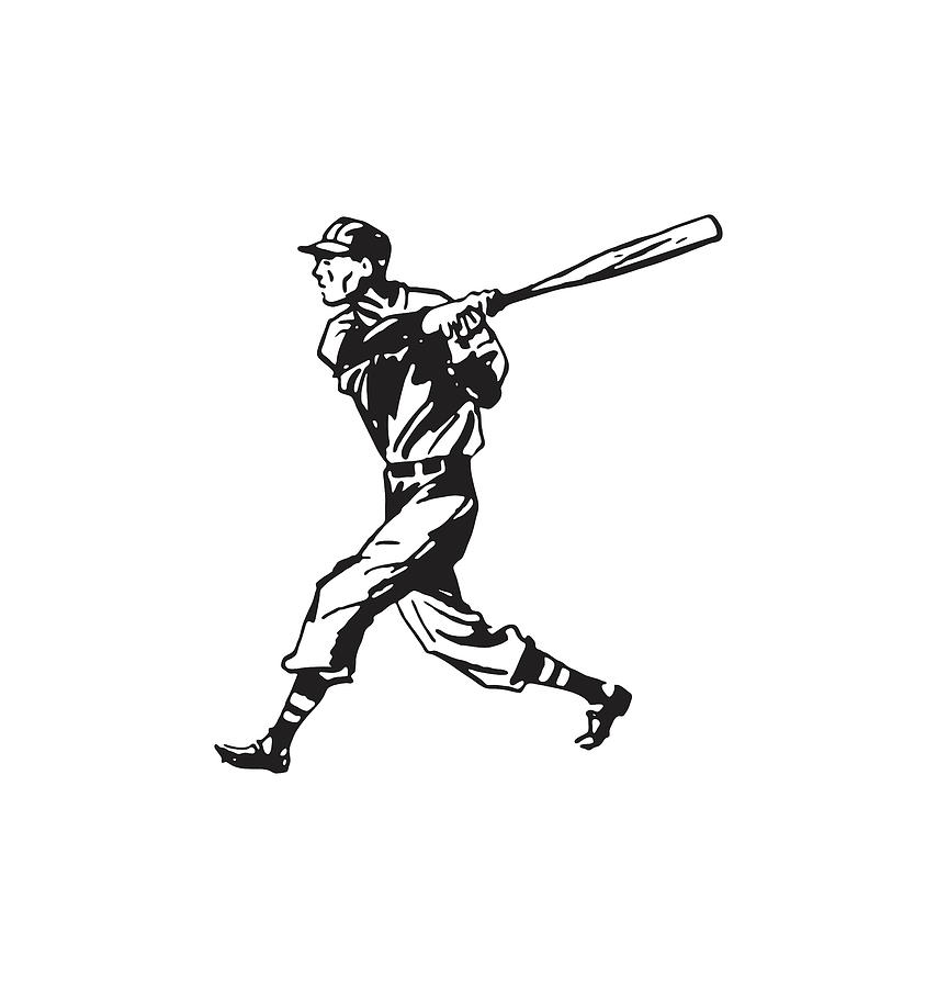 Baseball Player in Outfield Ready to Catch Drawing by CSA Images