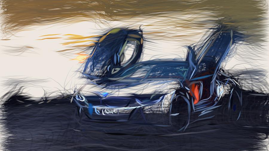 BMW i8 Drawing #28 Digital Art by CarsToon Concept