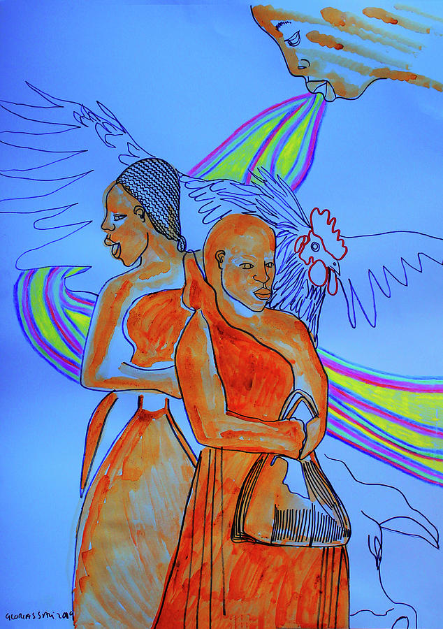 Kintu and Nambi Kintus Tasks #27 Painting by Gloria Ssali
