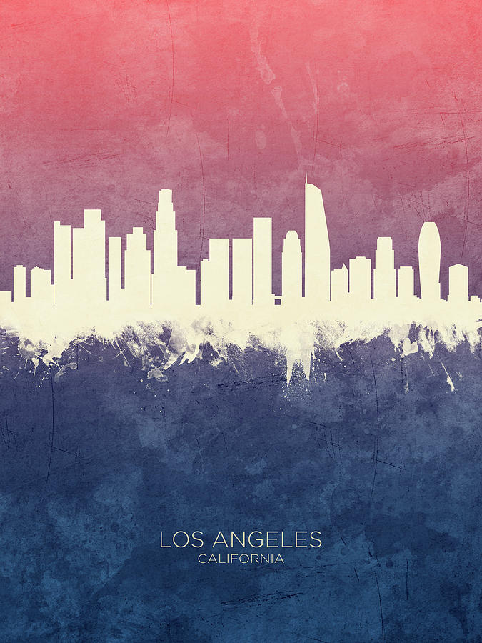 Los Angeles California Skyline #27 Digital Art by Michael Tompsett