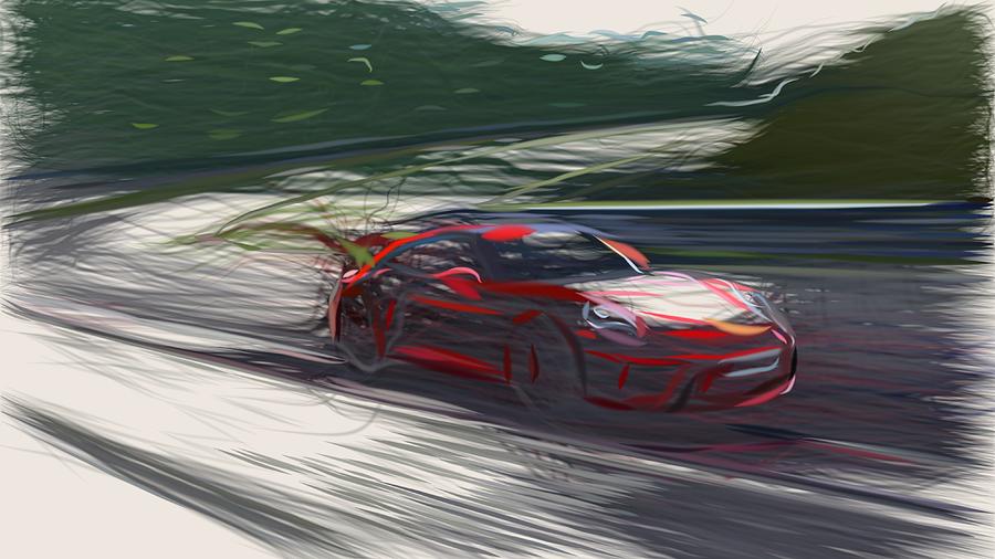 Porsche 911 GT3 Drawing #28 Digital Art by CarsToon Concept