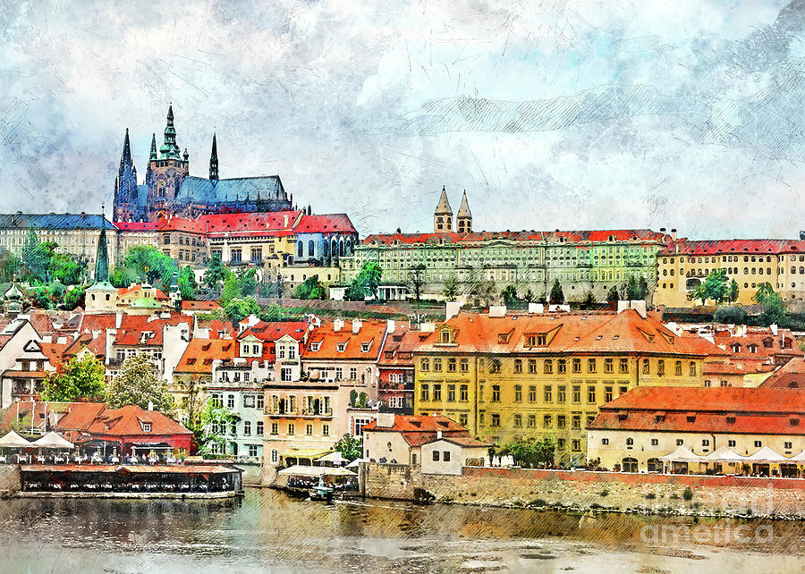 Praha city art #27 Digital Art by Justyna Jaszke JBJart