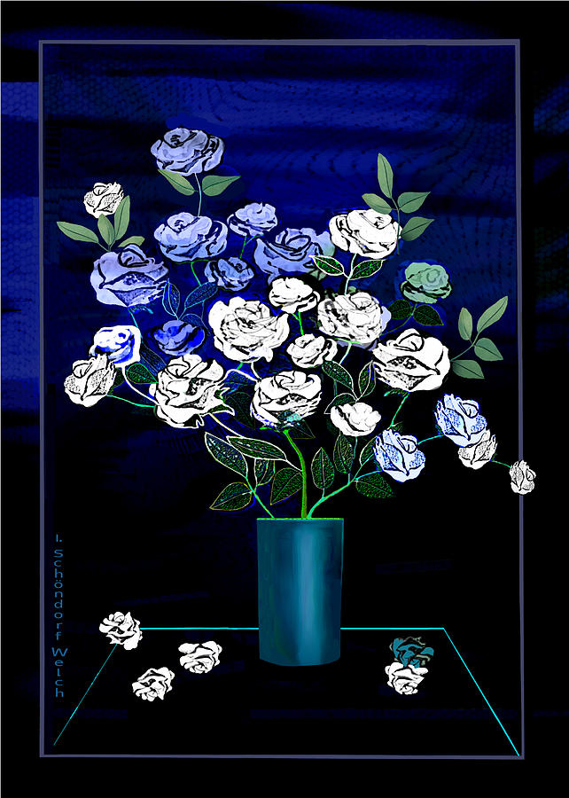 2717  A Vase with  Roses 2018 V Digital Art by Irmgard Schoendorf Welch