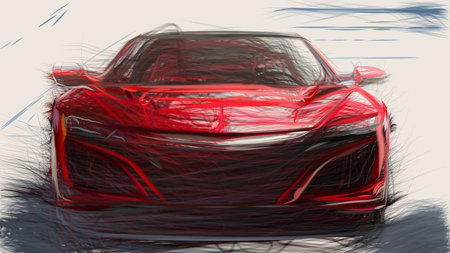 Acura NSX Draw #28 Digital Art by CarsToon Concept