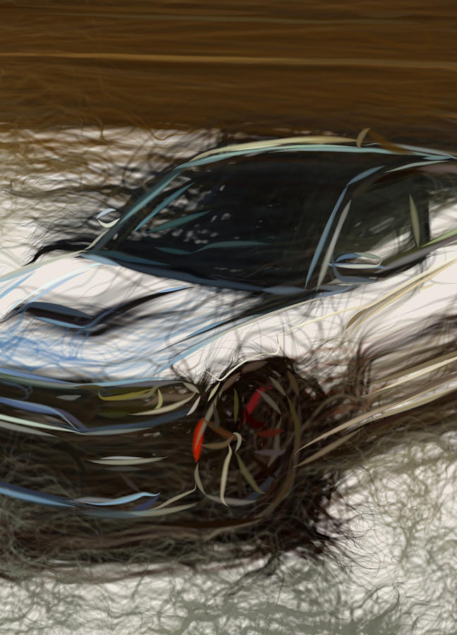 Dodge Charger Hellcat Drawing Digital Art by CarsToon Concept - Fine ...