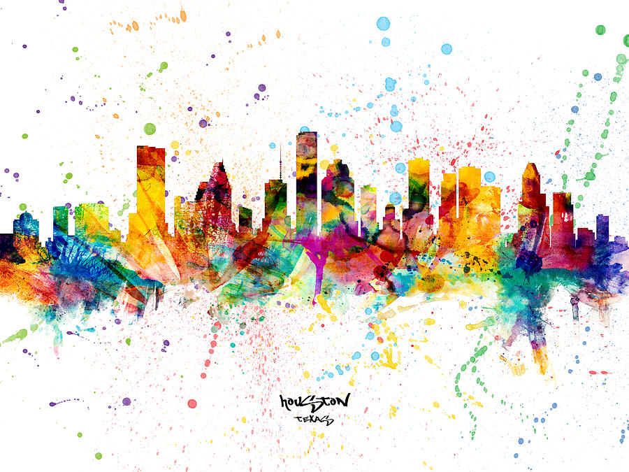 Houston Digital Art - Houston Texas Skyline #28 by Michael Tompsett