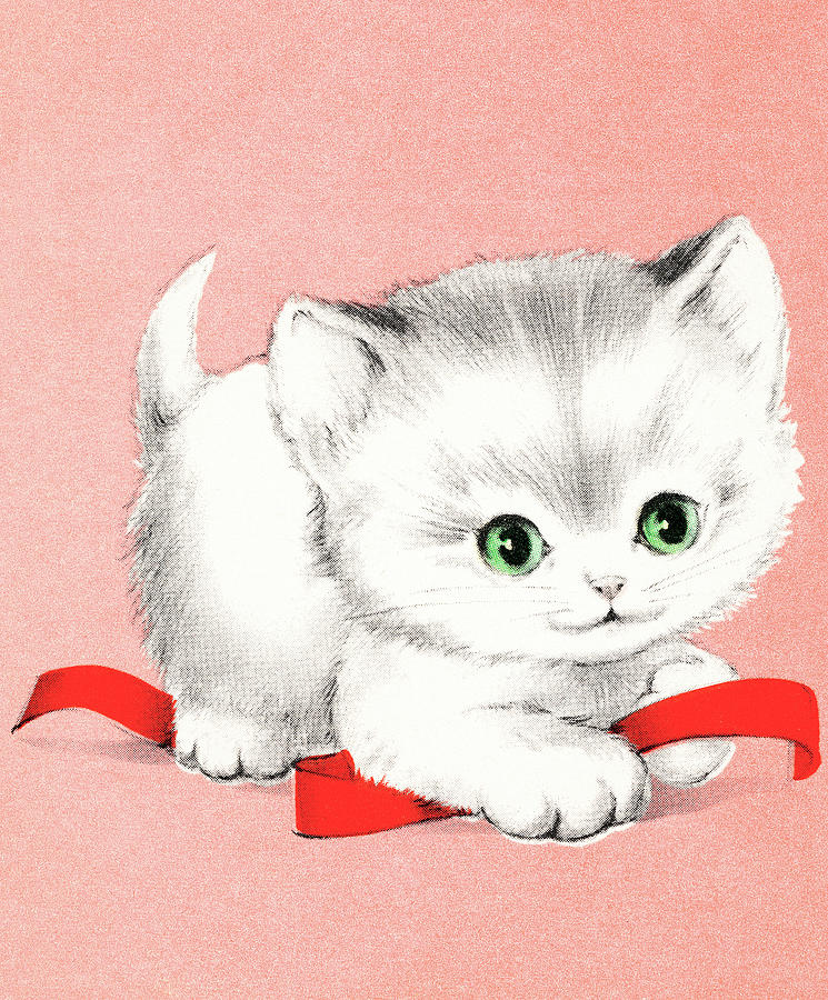 Vintage Drawing - Kitten #28 by CSA Images