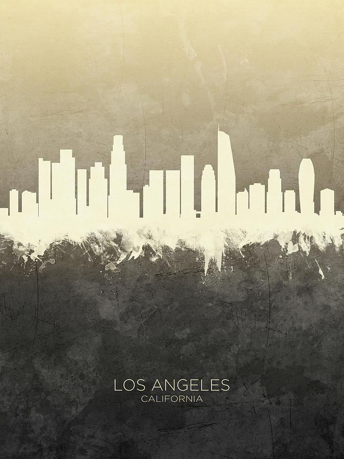 Los Angeles California Skyline #28 Digital Art by Michael Tompsett