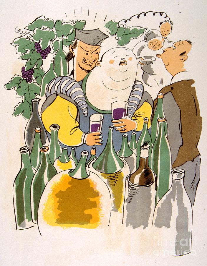 Julien Pavil Drawing - Humorous Wine Illustration 1946.ilustration By Julien Pavil by Julien Pavil