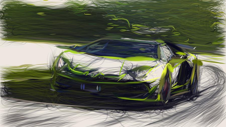 Lamborghini Aventador SVJ Drawing #30 Digital Art by CarsToon Concept