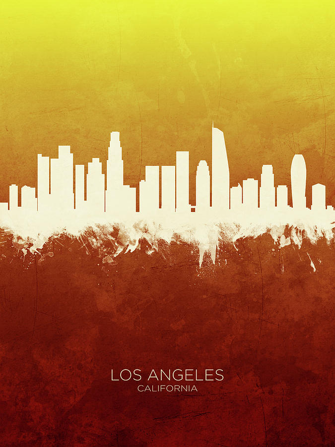 Los Angeles California Skyline #29 Digital Art by Michael Tompsett