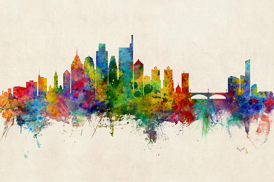 Philadelphia Pennsylvania Skyline Digital Art by Michael Tompsett Pixels