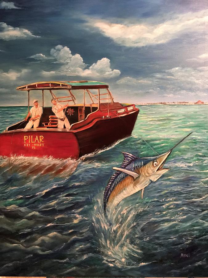 Blue Marlin Painting - #290 Hemingways Pilar #290 by Maria ODell