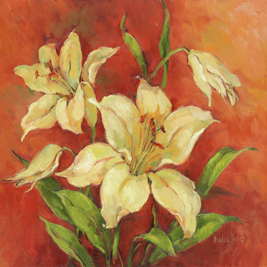 Lily Painting - 29210 Crimson Lilies I by Barbara Mock