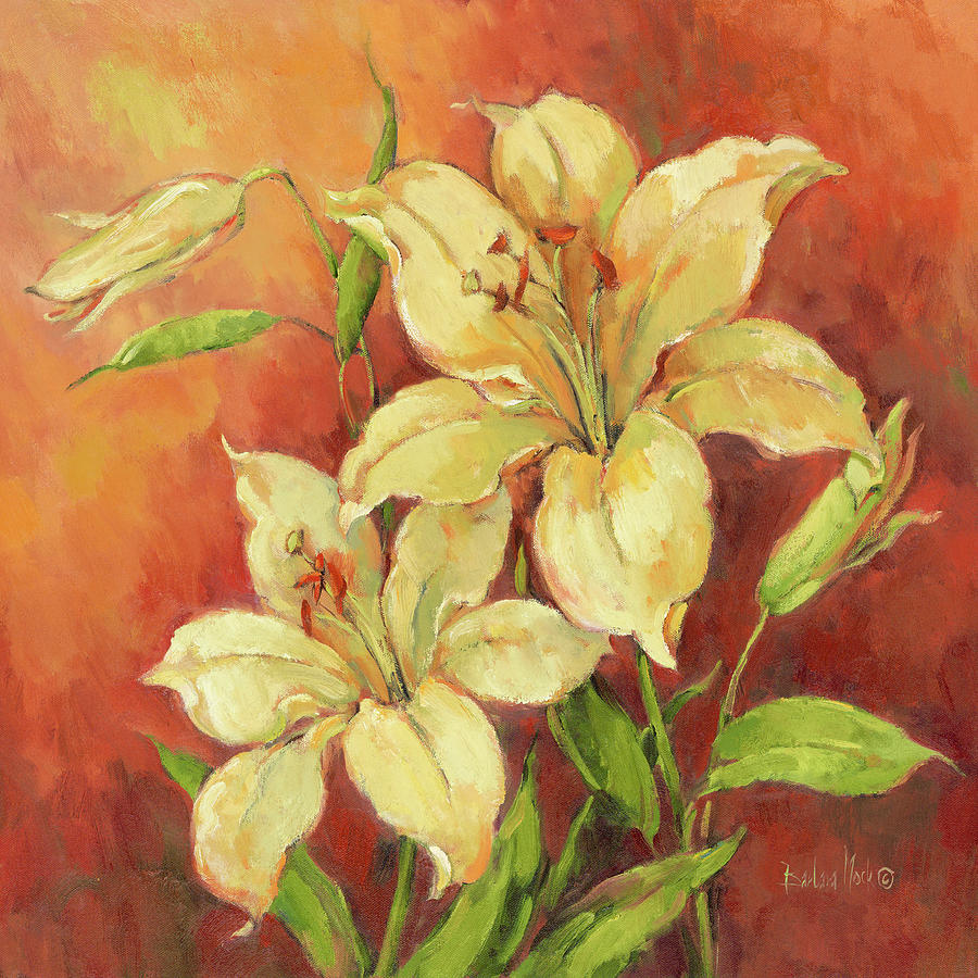 Lily Painting - 29211 Crimson Lilies II by Barbara Mock