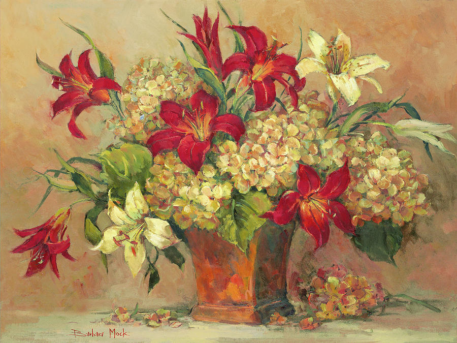 Lily Painting - 29212 Autumn Lilies by Barbara Mock