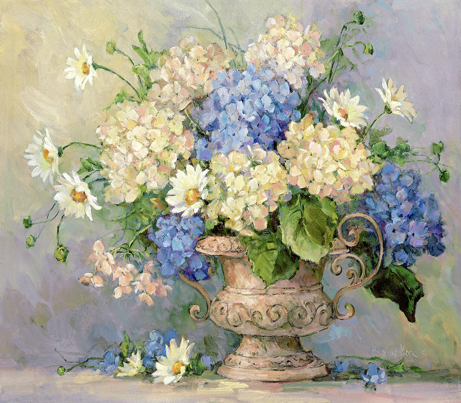 Flower Painting - 29214 Blue And White Delight by Barbara Mock