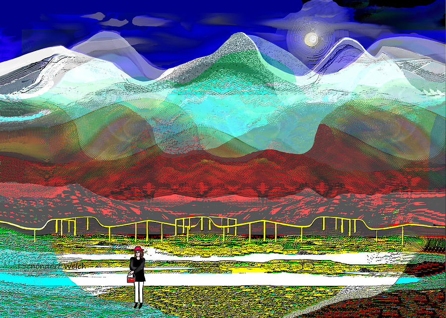 2940 A - Landscape with Fence Digital Art by Irmgard Schoendorf Welch