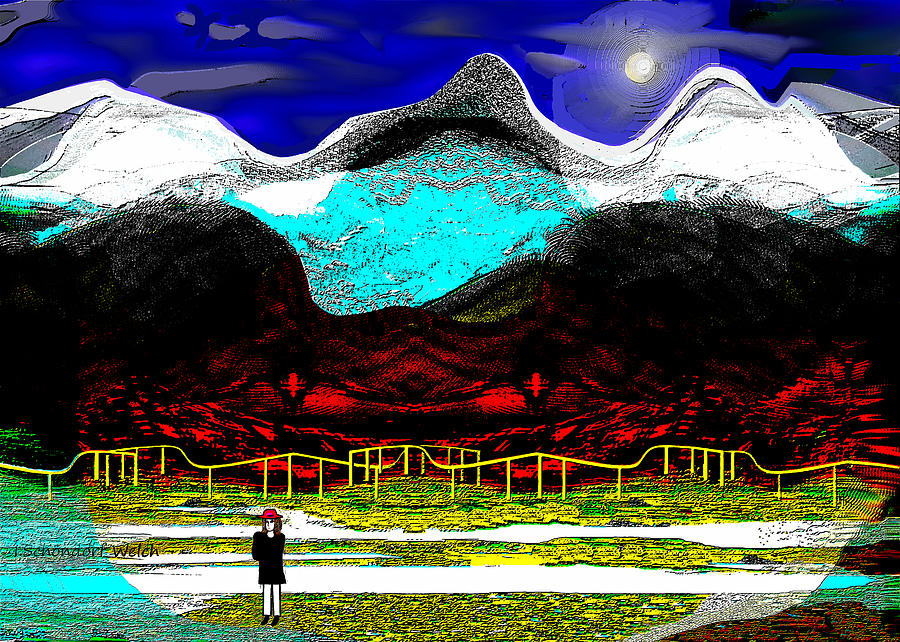 2940 Landscape with Fence   Digital Art by Irmgard Schoendorf Welch