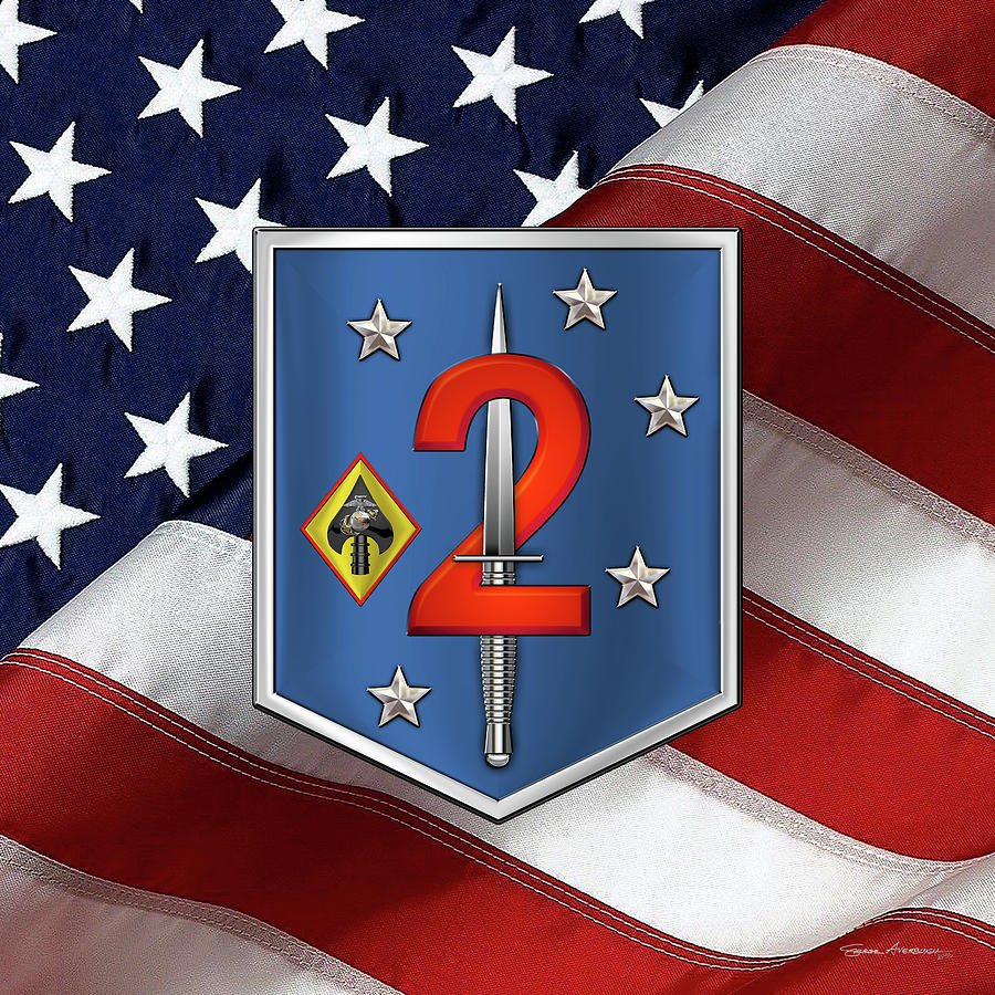 2d Marine Raider Support Battalion  -  2d  M R S B  Patch over American Flag Digital Art by Serge Averbukh