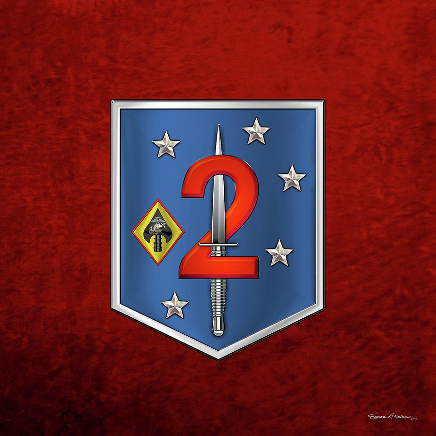 2d Marine Raider Support Battalion  -  2d  M R S B  Patch over Red Velvet Digital Art by Serge Averbukh