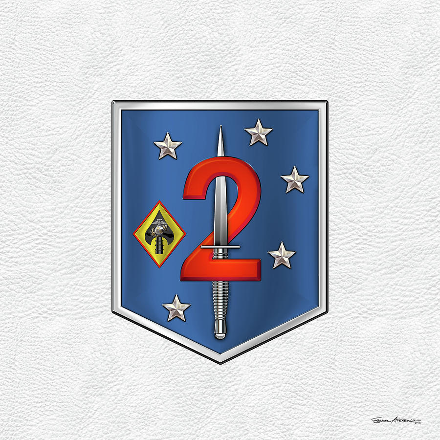 2d Marine Raider Support Battalion  -  2d  M R S B  Patch White Leather Digital Art by Serge Averbukh